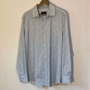 Bugatchi Mens Shirt Blue Sky Oooh Cotton Tech 8 Way Stretch Button Front